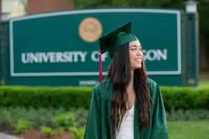 college graduation photo on university campus